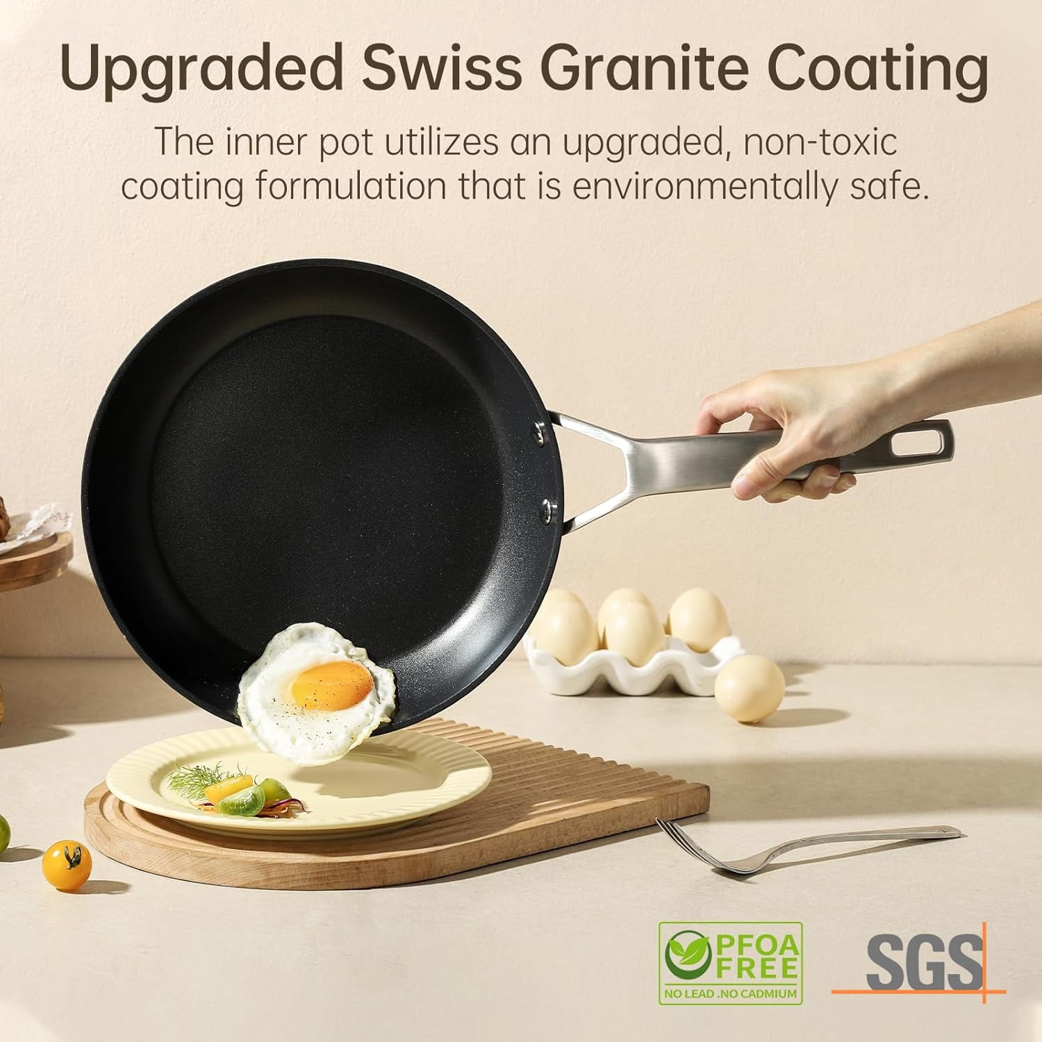 8 and 10 Inch Non Stick Frying Pan Set with  Ceramic  Coating for Efficient Cooking