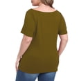 thumbnail image 2 of Gocolloa Womens Plus Size Boat Neck Short Sleeve T Shirts Slim Fit Summer Dressy Tops Tee Army Green 2X, 2 of 6