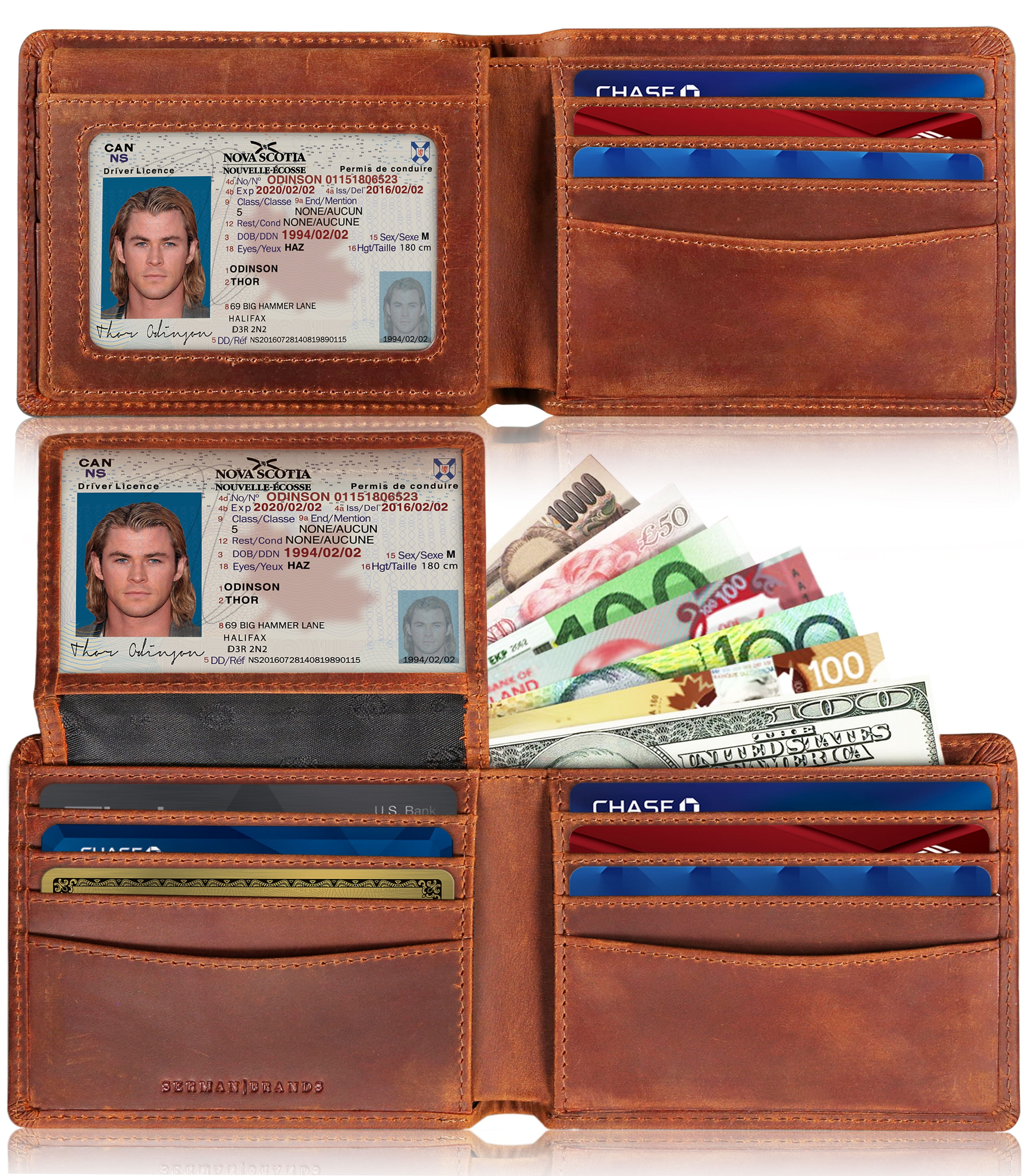 Serman Brands SERMAN BRANDS 2 ID Window Wallet for Men RFID Blocking