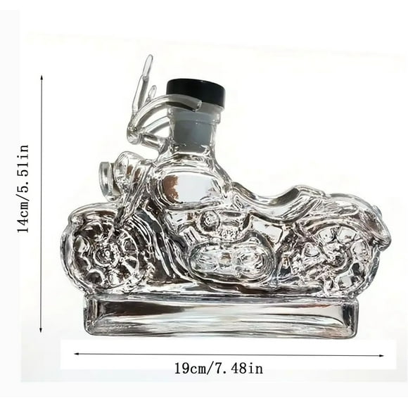 Gifts for Men Whisky Decanter Motorcycle Style Glass Whiskey Bottles 10Oz Sculpted Glass Decanter Gift for Men Bike Whiskey Gifts for Men