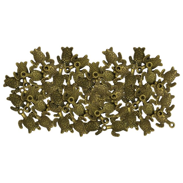 50 piezas de colgantes de tortuga marina, cuentas de animales marinos a granel, dijes de tortuga para manualidades DIY Bronce