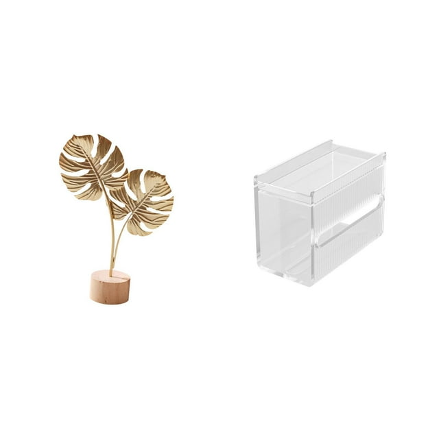 Escultura de hoja de metal, estatua de hoja de arte, figura de hoja, estuche de pañuelos, hierro, madera, material acrílico, minimalista moderno, adec