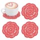 thumbnail image 1 of 4-Pack de Posavasos de Ganchillo Hechos a Mano, Manteles Individuales Redondos de Algodón de 4 Pulgadas/10cm, Manteles de Encaje Vintage [Rojo Sandía], 1 of 1