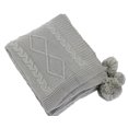 thumbnail image 3 of Luxe Faux Fur Cable Knit Reversible Pom Pom Cozy Throw Blanket - 50" x 60" (Grey), 3 of 5