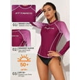 thumbnail image 3 of Women Long Sleeve Rash Guard Sun Protection Swim Surf Athletic Swimwear, 3 of 6