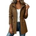 thumbnail image 2 of Jsaierl Women's Hooded Utility Anorak Jacket Drawstring Waist with Flap Pockets Lightweight Spring Fall Casual Travel Coat, 2 of 9
