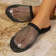 thumbnail image 6 of Women's Summer Slippers Beach Sequined Mesh Embroidery Casual Closed Toe Flat Slippers for Women Black 6, 6 of 7