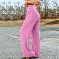 thumbnail image 5 of ZHUASHUM Women Casual Pants High Waist Joggers Wide Leg Solid Color Sweatpants Long Pants With Pocket Summer Leisure Daily Casual Beach Travel Vacation Outfits M Pink, 5 of 7