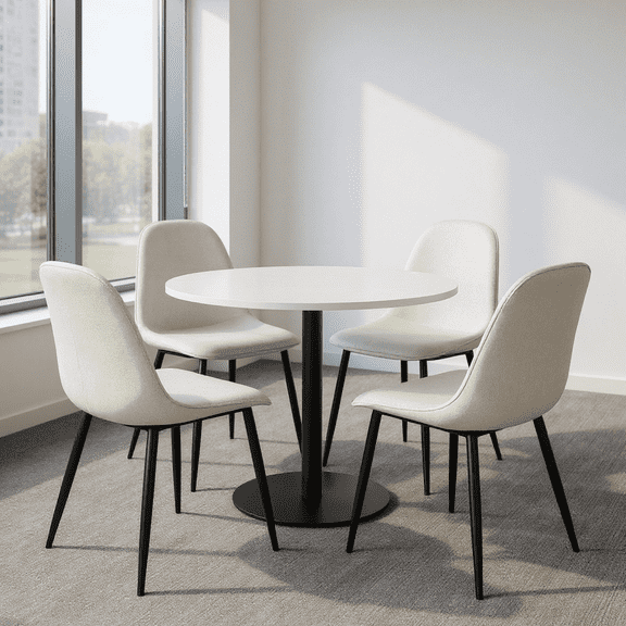 Homy Casa Set of 4 Modern Dining Chairs Upholstered Side Chairs with Ergonomic Curved Back and Durable Metal Legs for Office Cafeteria Meeting Room and Lounge