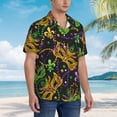 thumbnail image 6 of Uemuo Mardi Gras Surface Printed Regular Fit Short Sleeve Casual Hawaiian Shirt for Men,Aloha shirt,Tropical shirt,Floral print shirt,Vacation Beach shirt-Small, 6 of 9