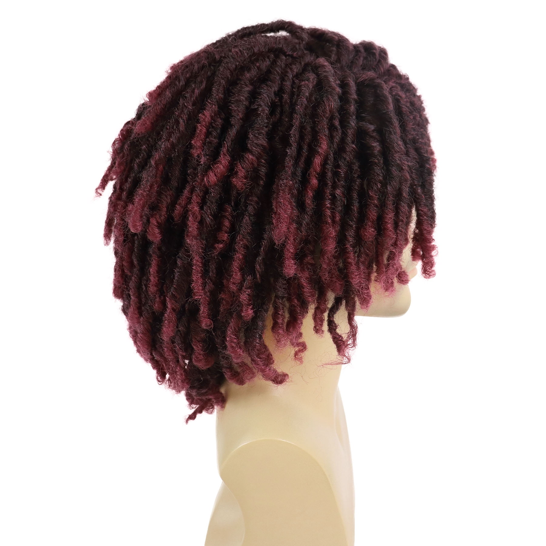 Short  Faux Locs Braided Wig for Man Black ColorTwist Hair Dreadlocks Wig Natural Synthetic Hair Wig with Bangs