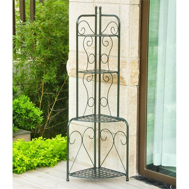 International Caravan Mandalay 4 Tier Corner Bakers Rack in Verdigris