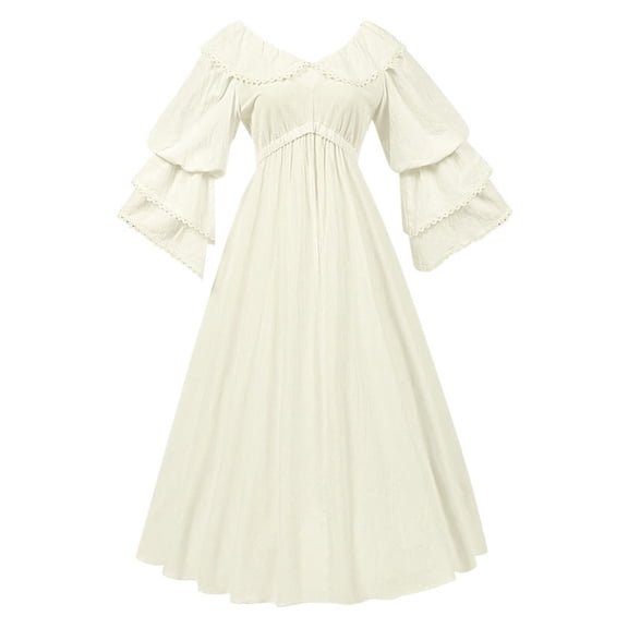 TAIAOJING Style Off Shoulder Ruffle Long Sleeve Dress For Women Retro Vintage Court Doll Collar