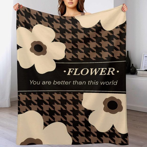 Flowers Blanket, Floral Fuzzy Blanket, Ultra Soft Cozy Flannel Blankets Lightweight Fleece Blankets for Bed Couch Sofa 60"×80"