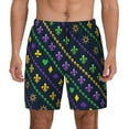 thumbnail image 2 of Picia Mardi Gras Strings of Beads pattern Mens Swim Trunks with Compression Liner Stretch Beach Shorts Quick Dry with Zipper Pockets No-Chafing Board Shorts-3X-Large, 2 of 9