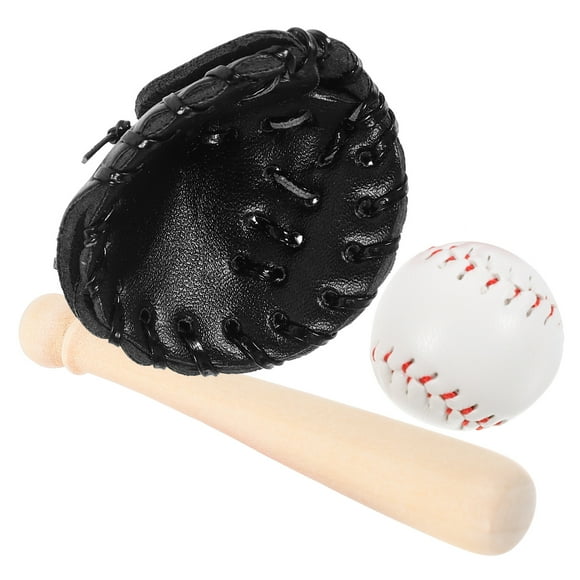 WASHWEPE 1 Set Decorative Mini Baseball Kit Abs Black Themed Birthday Decoration Holiday Miniature Sports