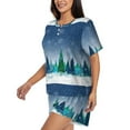 thumbnail image 2 of Wukai Christmas Trees Women's Pajama Set,Short-Sleeve Top and Shorts with Elastic Waistband and Pockets for Loungewear, Yoga, and Casual Wear-Large, 2 of 8