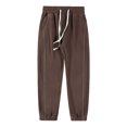 thumbnail image 2 of Wrtxtat Men's Fleece Lined Winter Pants Warm Elastic Waist Pants with Pockets Open Bottom Running Sweatpants Straight Leg Casual Joggers Big and Tall Coffee L, 2 of 3