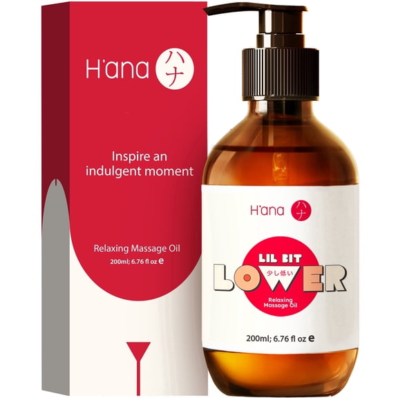 H'ana Relaxing Massage Oil - 6.76 fl oz - 100% Pure Natural Vanilla Spa Quality, Calming Sore Muscle Relief, Hydrating Moisturizer for Men & Women