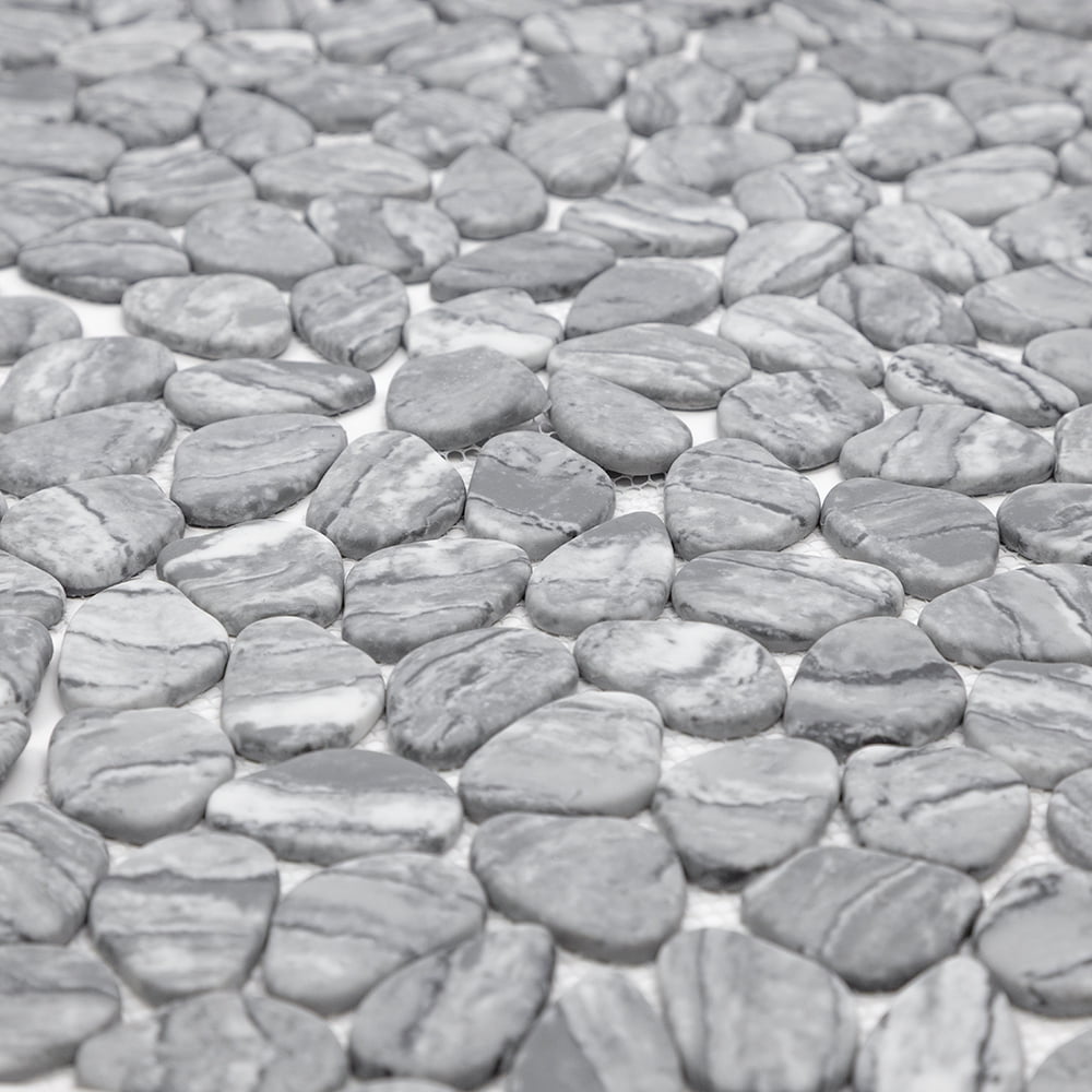 The Tile Life Recycled Cenote Pebble 13" x 13" Smoke Matte Glass Mosaic Floor and Wall Tile Case of 14