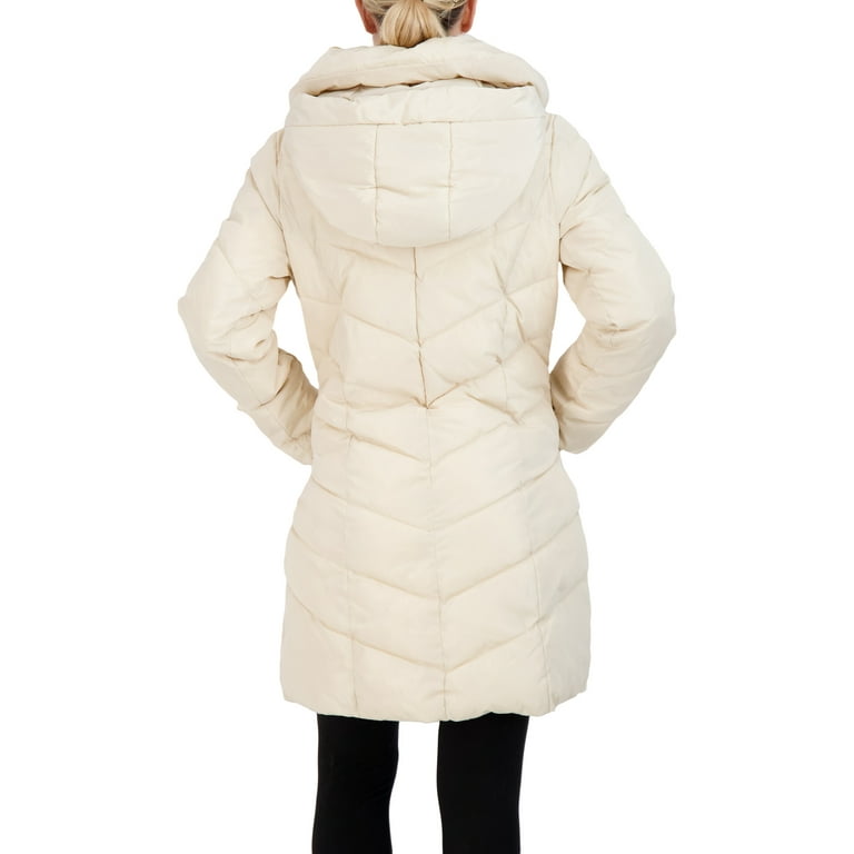 Steve Madden Women s Long Chevron Outerwear Puffer Jacket
