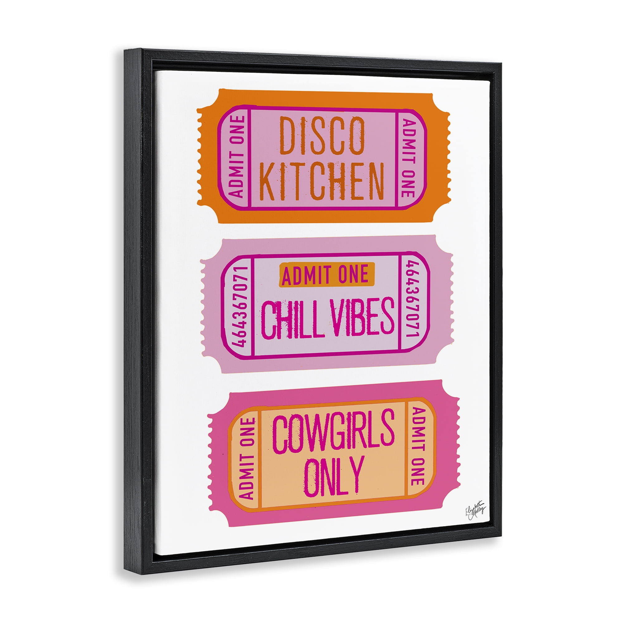 Stupell Industries Disco Kitchen Phrase Tickets Text & Numbers Painting Black Floater Framed Canvas Art Print Wall Art, 17 x 21