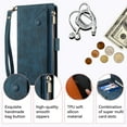 thumbnail image 3 of for Samsung Galaxy S21+/S21 Plus Leather Phone Case Wallet with Zipper Pocket Flip Cover, 3-Layers RFID Blocking Multi Card Holder Slot, Magnetic Button, Hand Lanyard + Crossbody Shoulder Strap, 3 of 8