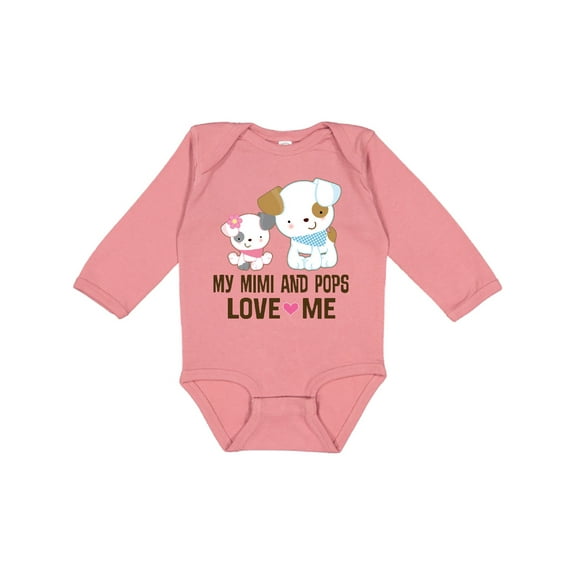 Inktastic Mimi and Pops Love Me Grandchild Girls Long Sleeve Baby Bodysuit