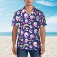 thumbnail image 2 of Susaid Skull mushroom rainbow space Print Short Sleeve Shirts Button Down Casual Shirts Summer Beach Aloha Button Down Short Sleeve for Men ,Small, 2 of 7