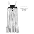 thumbnail image 4 of Miaeowve Toddler Baby Girls Retro 70s Outfit Disco Flared Jumpsuit Sleeveless Sparkly Bodysuit Silver 3-6M, 4 of 7