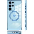 thumbnail image 4 of for Samsung Galaxy S23 Ultra 5G Case [Support Magsafe] Love Heart Pattern Magnetic Plating Electroplate Luxury Elegant Case Camera Protector Soft Shockproof Protective Corner Cover -Blue, 4 of 11