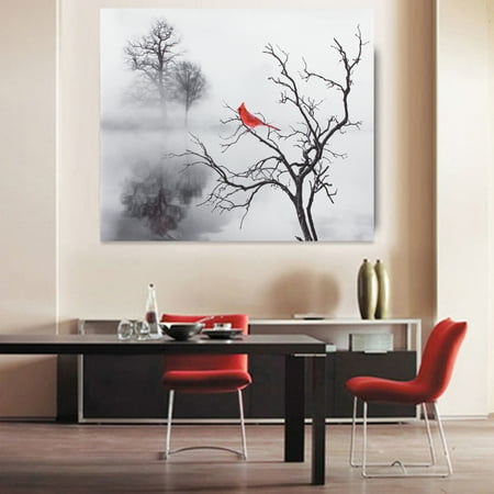 14 X12 Red Cardinal Bird Wall Art Oil Painting Giclee Landscape