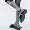 thumbnail image 2 of Female Leg Warmers Side Zipper Foot Cover Boot Socks Ribbed Knitted Gothic Punk Solid Color Women Student Knee High Foot Cover A-coffee One Size, 2 of 6