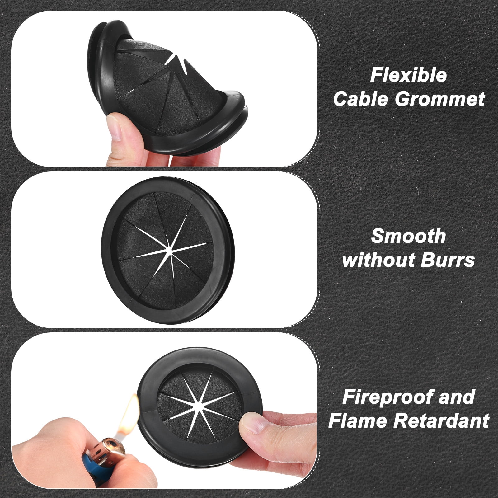 Uxcell 10-Pack Rubber Grommets for Wiring 80mm Petal-Shaped Desk Hole Grommet