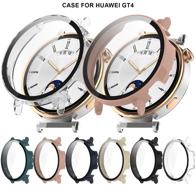 Flmtop 1PC Smartwatch Cas Couvercle Complet Trempé Verre Montre Écran Protecteur avec Snap-In Conception Tactile Sensible Montre Cas Translucidité Montre Cas Visage Couvre Compatible avec Huawei Montre GT4