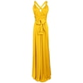 thumbnail image 4 of CIENVNSTG Women Sexy Sleeveless V-Neck Maxi Dress Evening Long Prom A-Line Dress Spaghetti Strap Wedding Cocktail Maxi Gown Yellow XL, 4 of 6