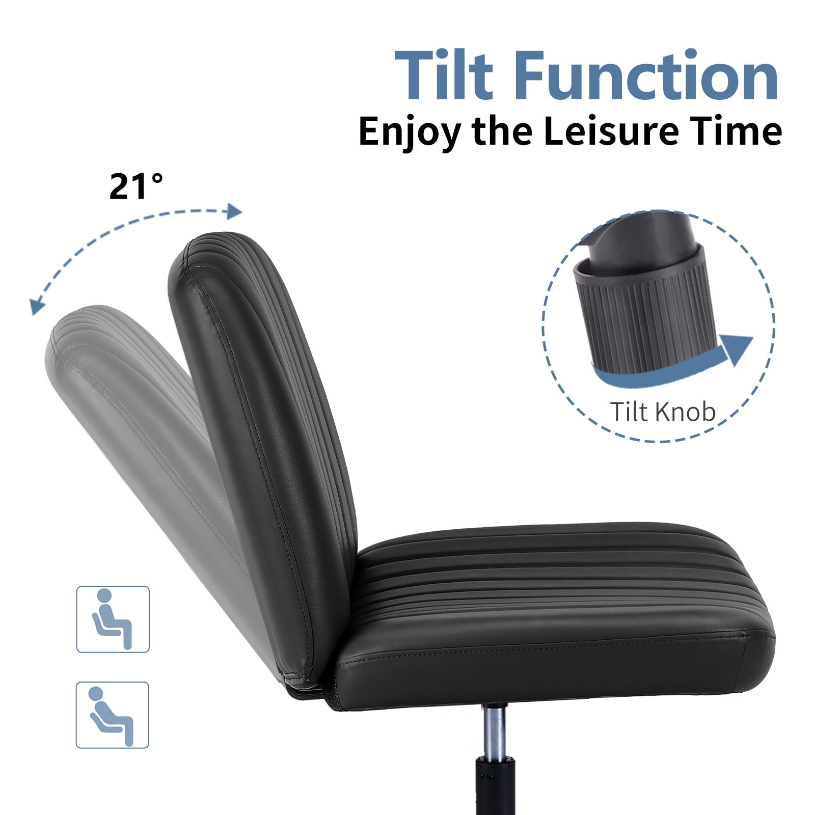 Cross-Legged Armless Swivel Chair without Wheels for Home Office