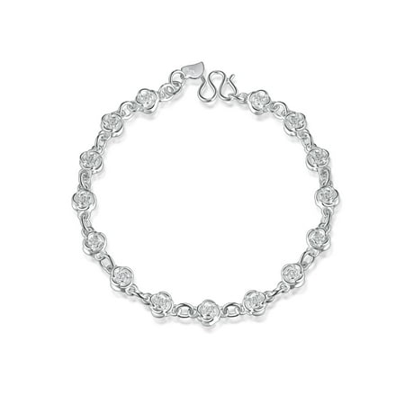 Emma Manor Charm Bracelets 14k Gold Plated Rose Link Bracelets For Women