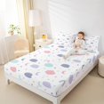 thumbnail image 4 of Homewish Kawaii Cartoon Cloud Twin Sheet Sets for Kids, Cute Stars Moon Twin Fitted Sheet, Dreamy Galaxy Theme Flat Sheet, Luxury Bedroom Decor, 3 Pieces, 4 of 7