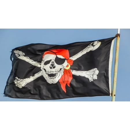 10' Comfort System - Canvas Print Skeleton Flag Symbol Pirates Skull Pirate Ship Stretched Canvas 10 x 14
