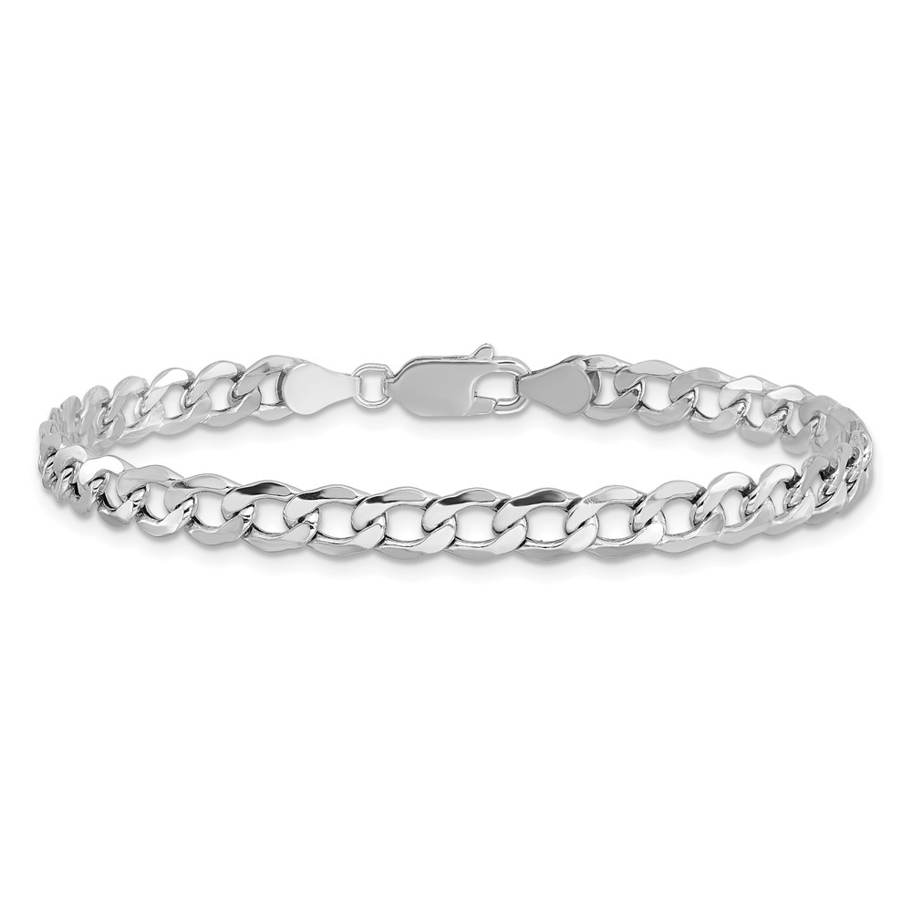 14k White Gold Bracelet Chain Styles Curb Men's 5.25 mm 8 in Semi-Solid with Lobster Clasp