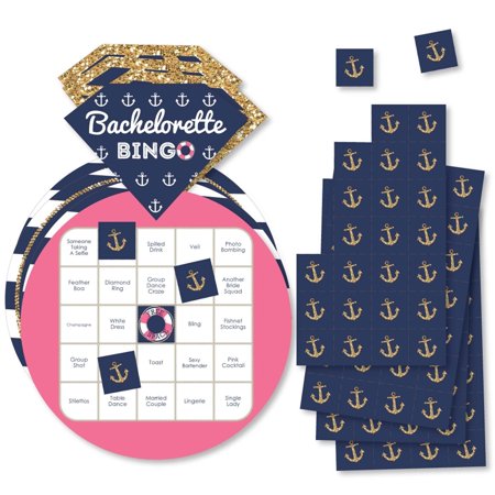Big Dot of Happiness Last Sail Before the Veil - Bar Bingo Cards and Markers - Nautical Bachelorette and Bridal Shower Shaped Bingo Game - Set of 18 price history on PriceWatchPro