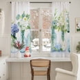 thumbnail image 5 of Sheer Curtain 63 Inch Length 2 Panels Light Filtering Window Curtain Abstract Watercolor Greenery Sheer Voile Curtains Rod Pocket Window Treatment for Kitchen Living Room Eucalyptus Vase, 5 of 9