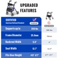 thumbnail image 3 of Matinal Foldable Rollator Walkers with Seat for Seniors, 350 lb Capacity, 8'' Big Wheels, 6-Position Height, Premium Hybrid Rolling Walker - Aluminum and Carbon Steel (blue), 3 of 7