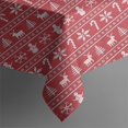 thumbnail image 5 of Red Christmas Knitted Pattern Square Tablecloth,Waterproof Square Table Cover,Wipeable Spillproof Washable Table Cover for Home Kitchen Party Decor 60"x60"(152x152cm), 5 of 6