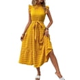 thumbnail image 2 of Women Summer Casual Midi Maxi Dresses Short Sleeve Yellow S, 2 of 9