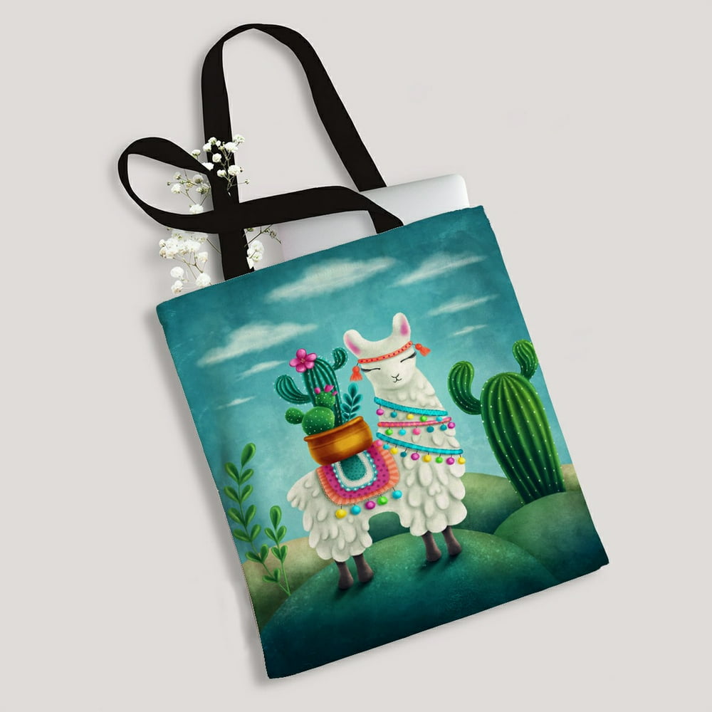 ECZJNT cute llama Canvas Bag Reusable Tote Grocery Shopping Bags Tote ...