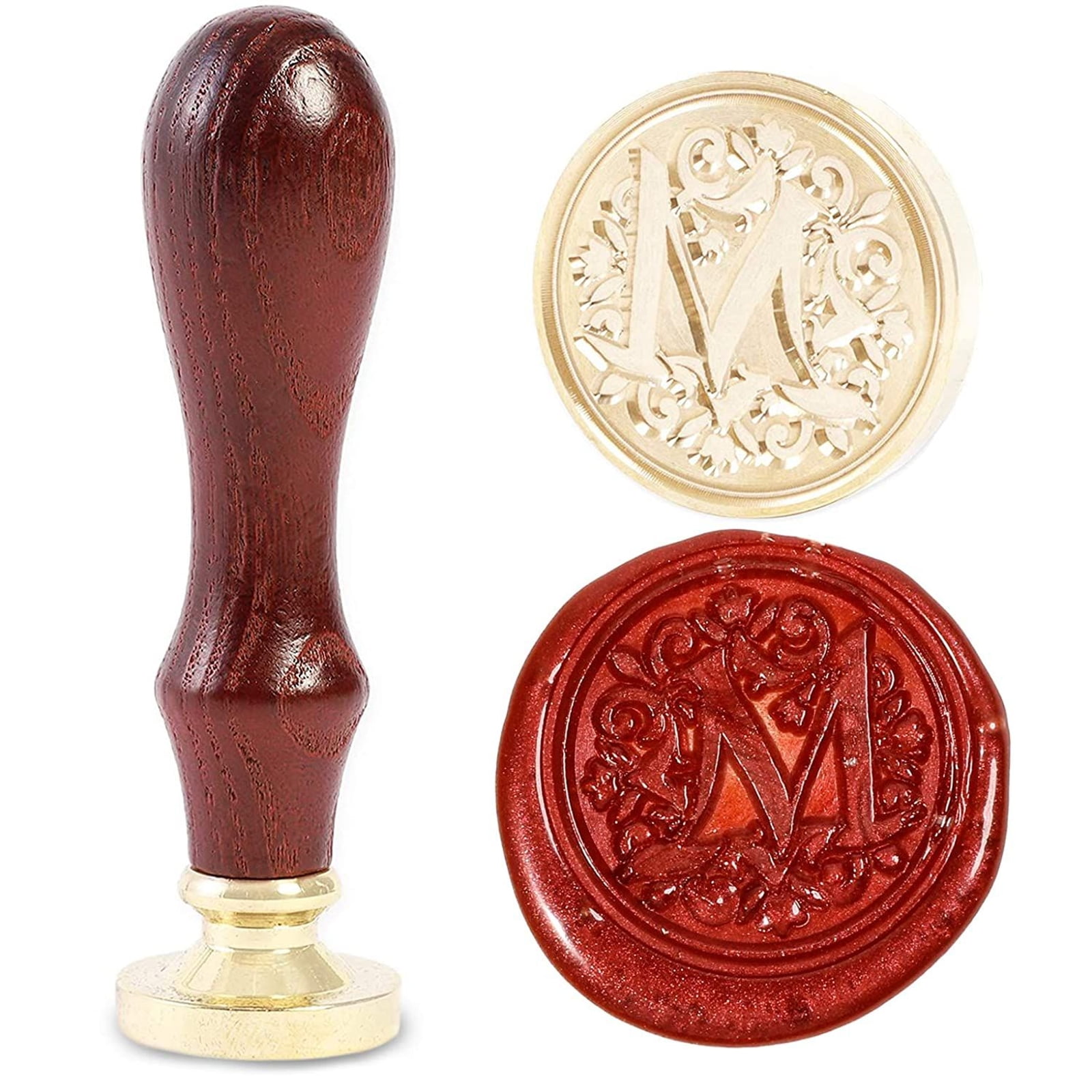 Buy Wax Seal Stamp Kit Set Letter M, Gold Copper Head with Wooden
