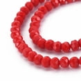 thumbnail image 2 of 10Strand Opaque Solid Color Glass Beads Strands Faceted Rondelle Red 6x5mm Hole: 1mm 85~88pcs/strand 16.1~16.5 inch(41~42cm), 2 of 3