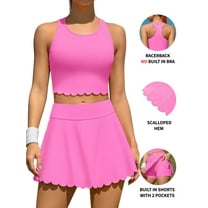 Attraco Women Tennis Skirt 2 Piece Sports Dresses Athletic Workout Dress with Shorts and Pockets Badminton Skirt Top and Skirt